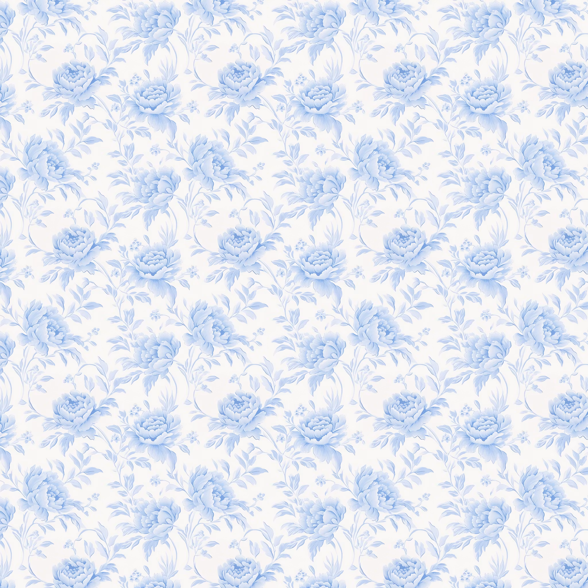 Floral Blue Bomulls Poplin