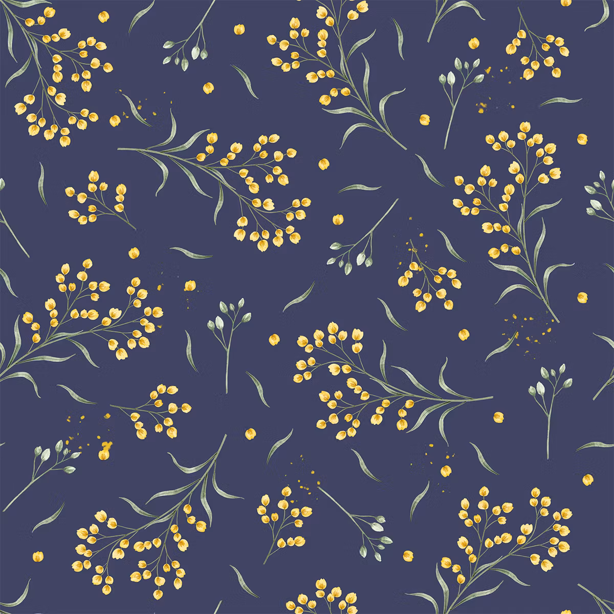 Floral Okra Bomulls Poplin