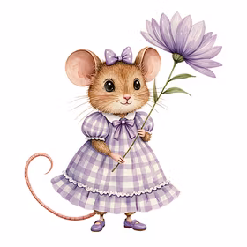 Mus med blomster lilla 2