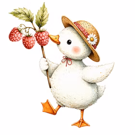 And plukker bringebær