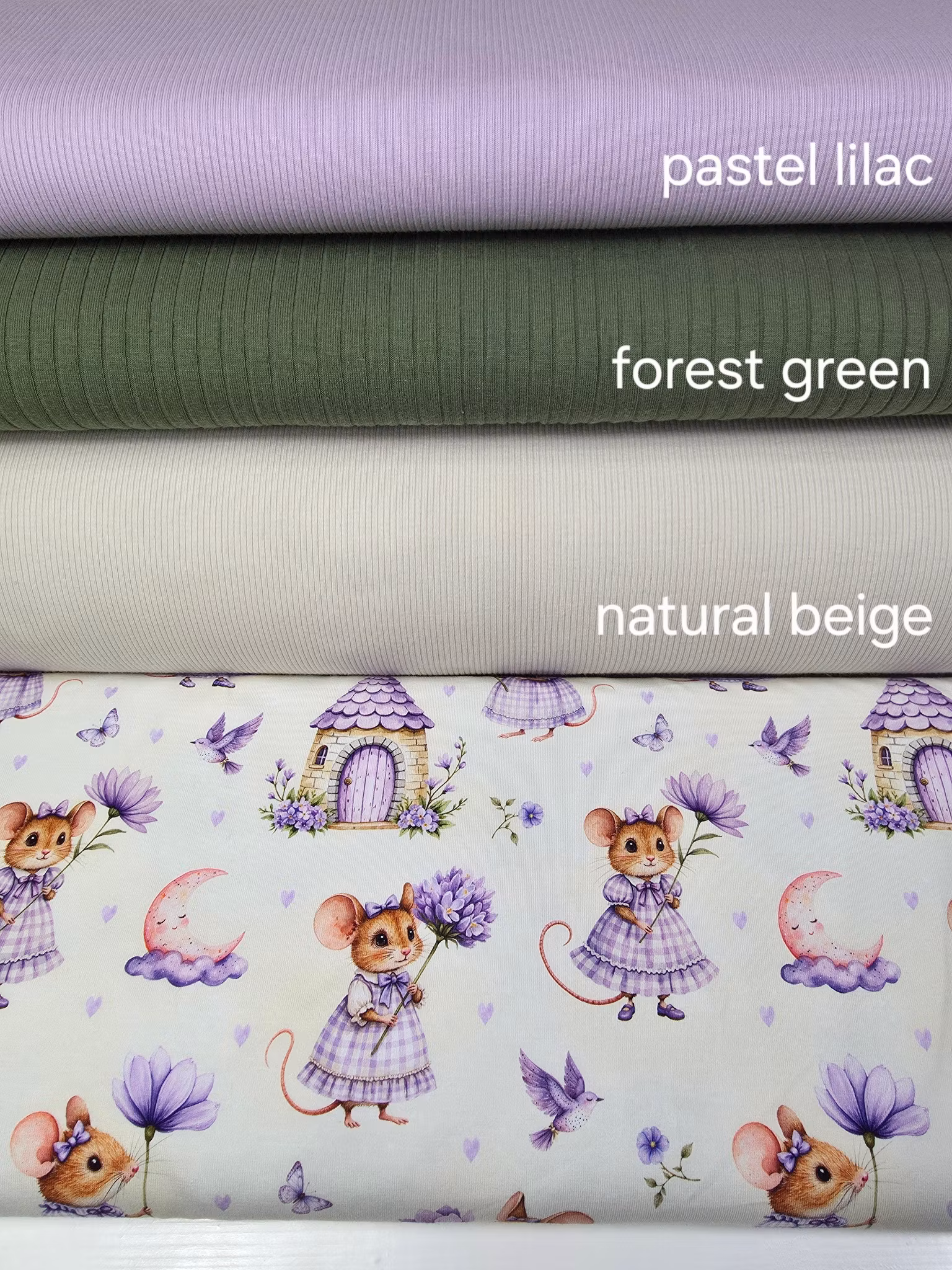 Mus med blomster lilla jersey