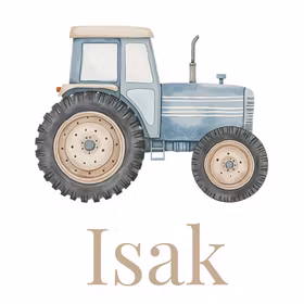 Figur og navn til lue Traktor blå