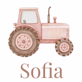 Figur og navn til lue Traktor rosa