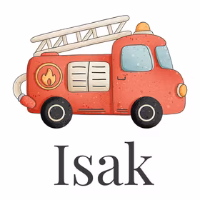 Figur og navn til lue Brannbil