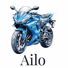 Figur og navn til lue Motorsykkel blå