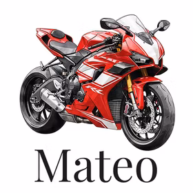 Figur og navn til lue Motorsykkel rød