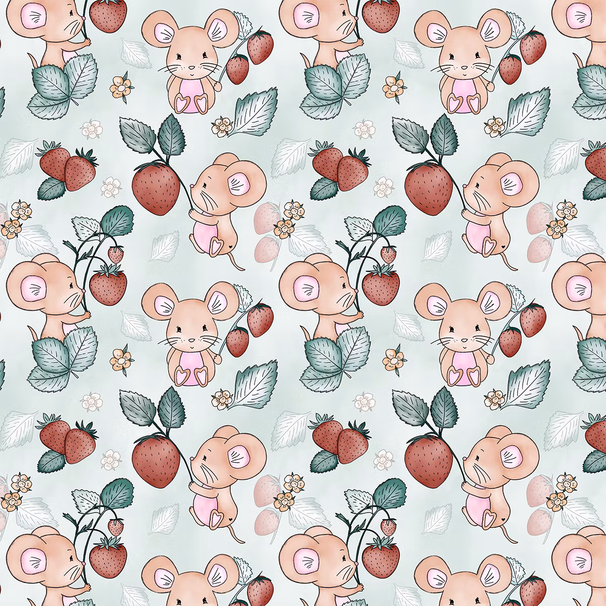 Mice and strawberries green jersey