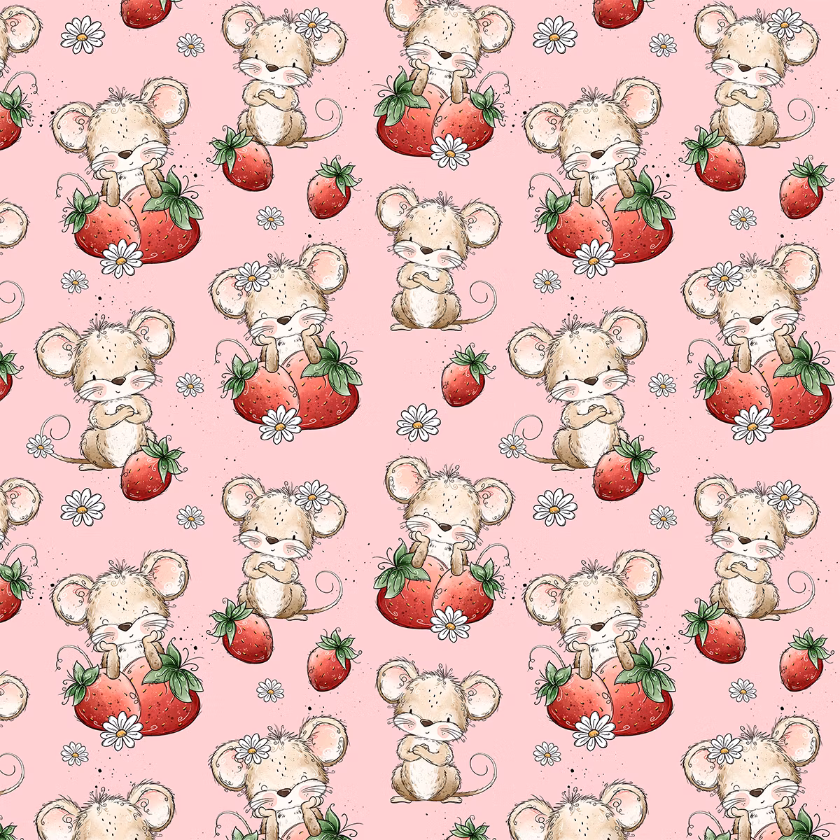 Jordbærmus rosa jersey