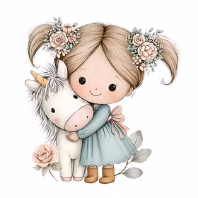 Girl and unicorn