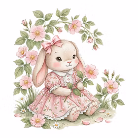 Vintage floral bunny