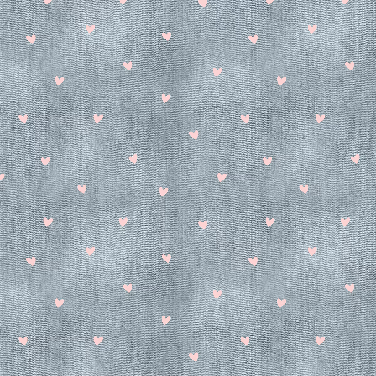 Denim blå med rosa hjerter French terry