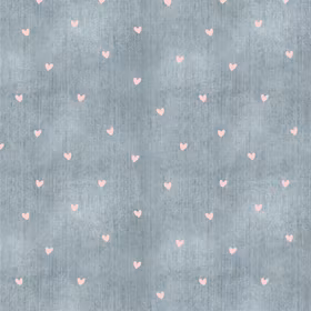 Denim blå med rosa hjerter French terry