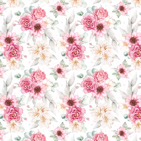 Floral Bouquet white French terry