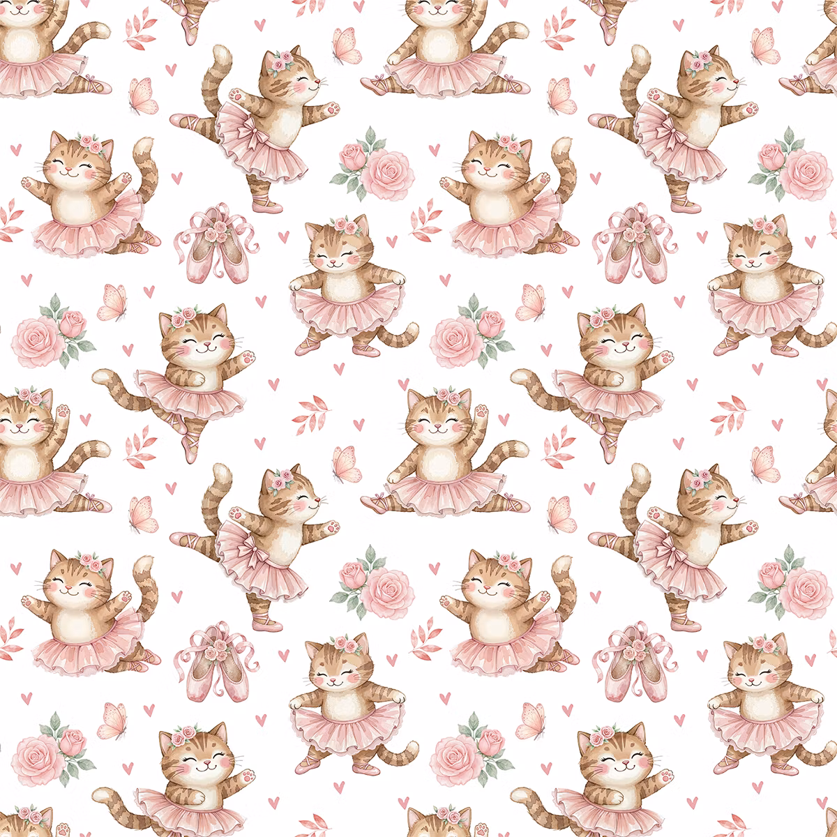 Ballerina katt i blomstereng stor jersey