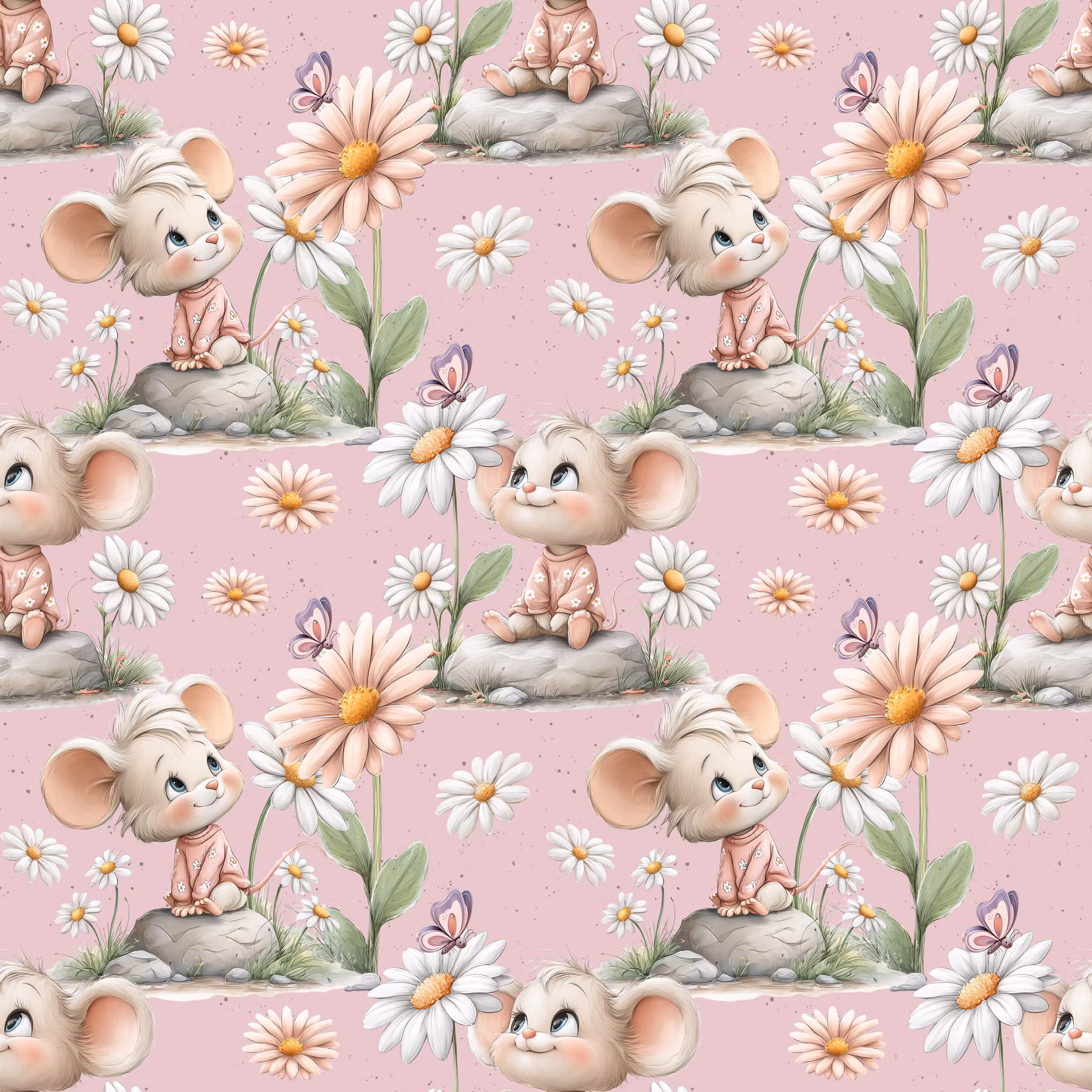 Mus i blomstereng jersey