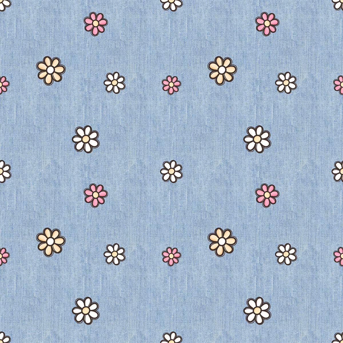 Blomster denim French terry