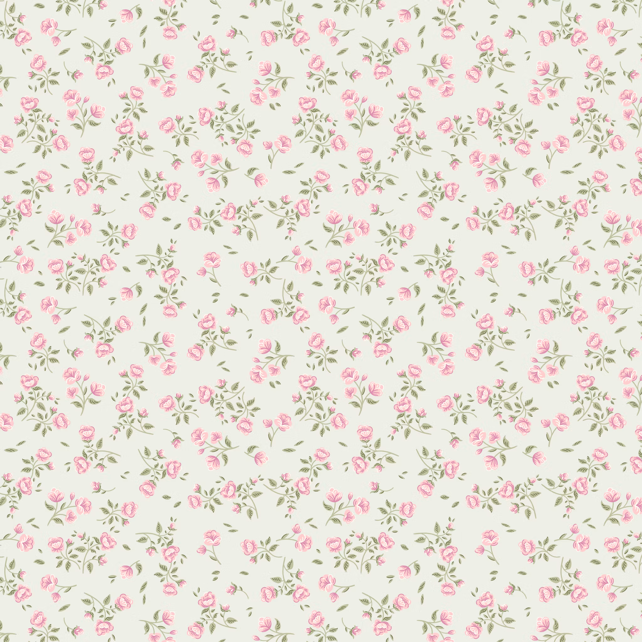 Floral Anna grønn Bomulls Poplin