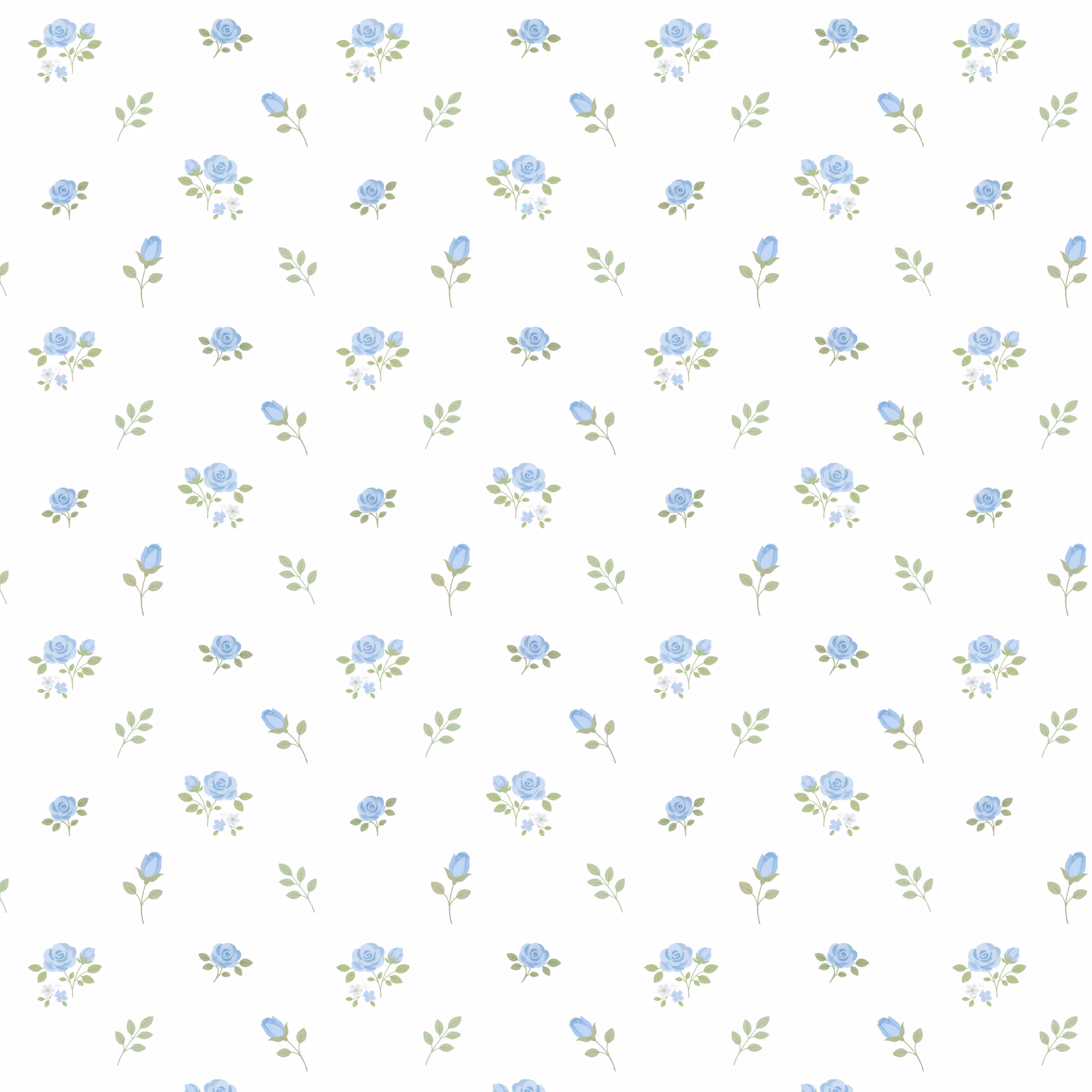 Floral Blueis white Bomulls Poplin