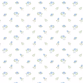 Floral Blueis white Bomulls Poplin