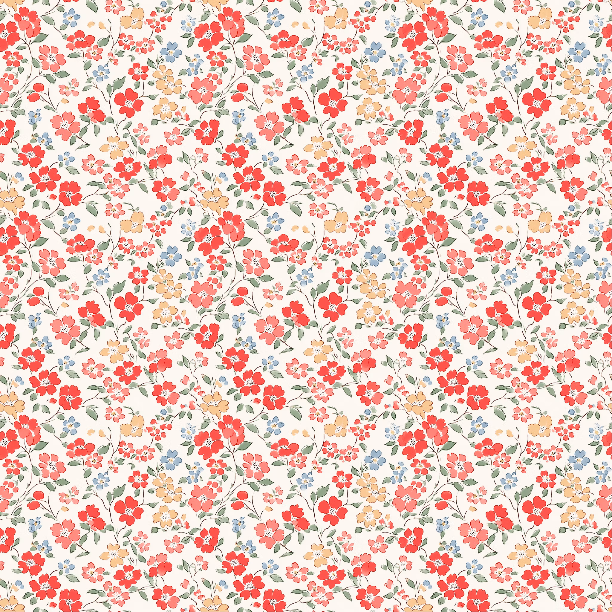 Floral Bright Bomulls Poplin