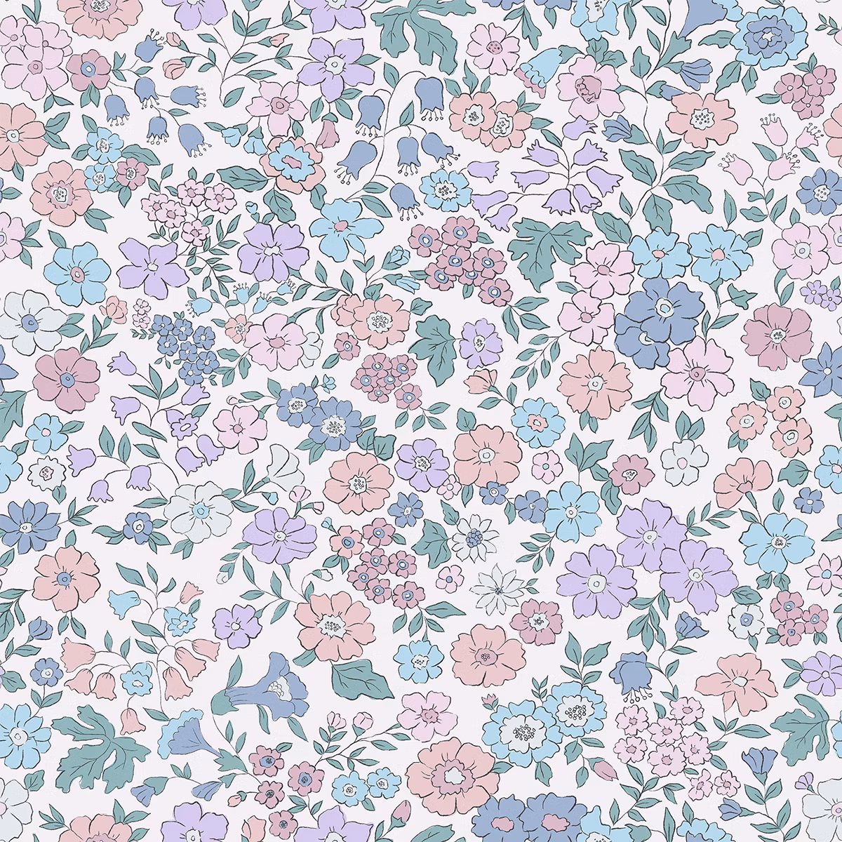 Floral Lene Bomulls Poplin