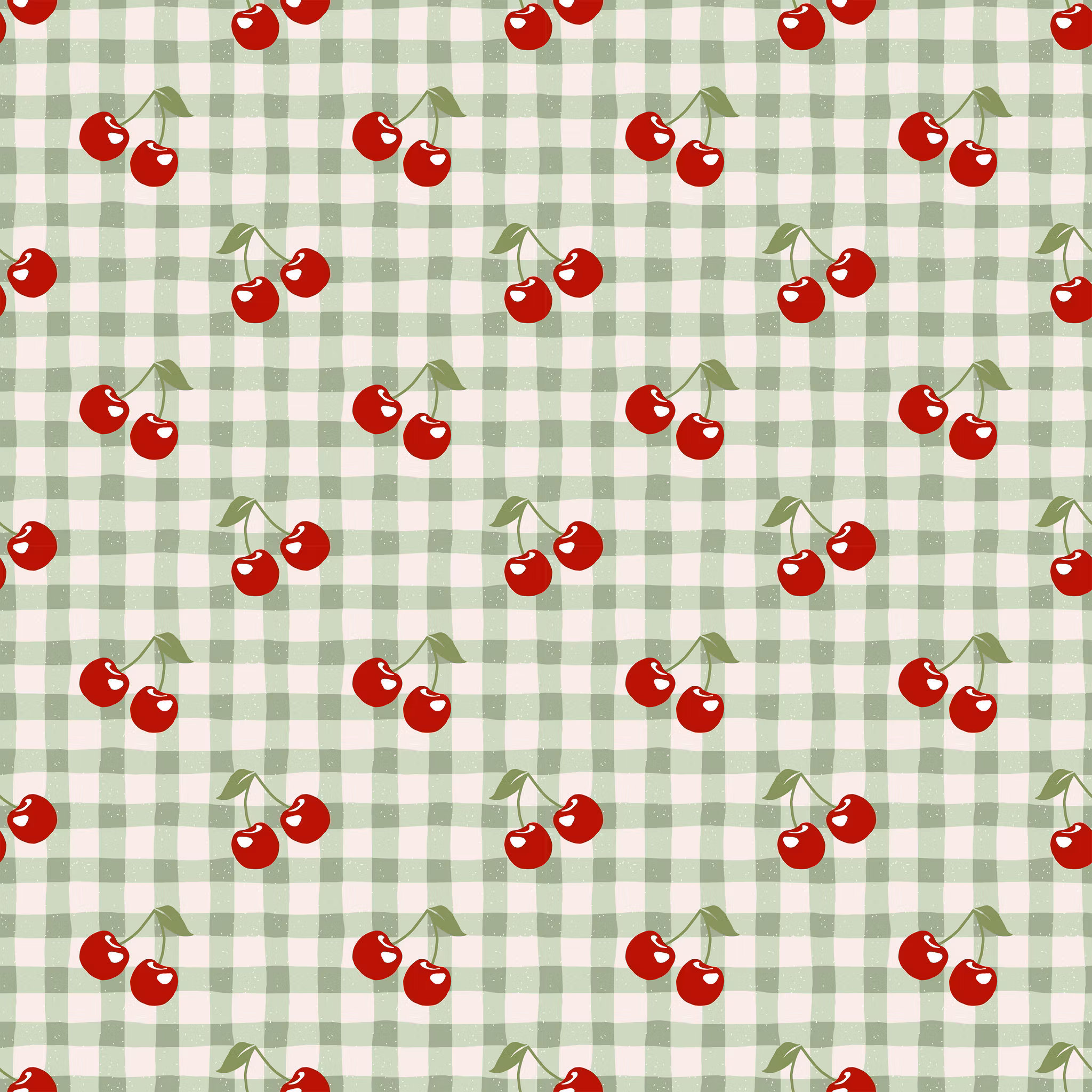 Cherries on Green Gingham jersey
