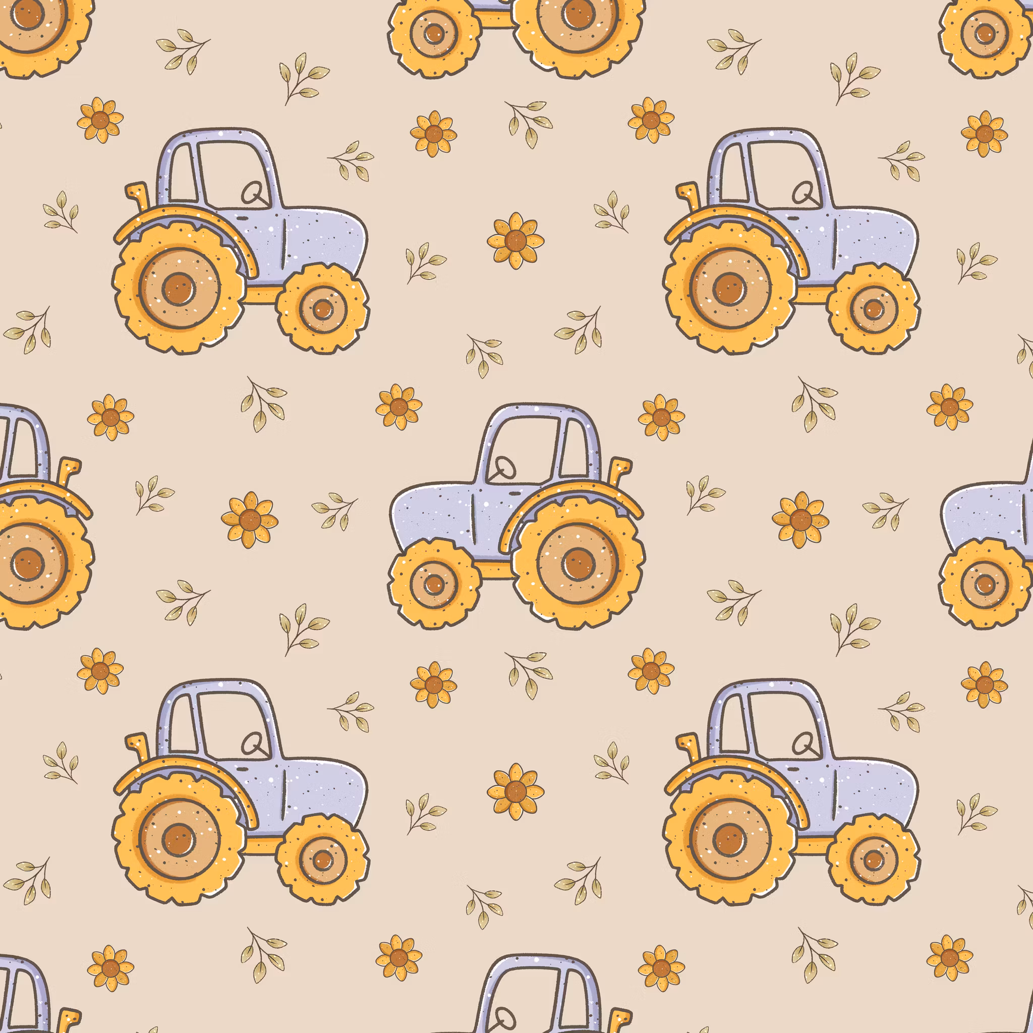 Traktor lilla med solsikke beige jersey