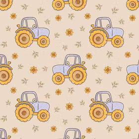 Traktor lilla med solsikke beige jersey