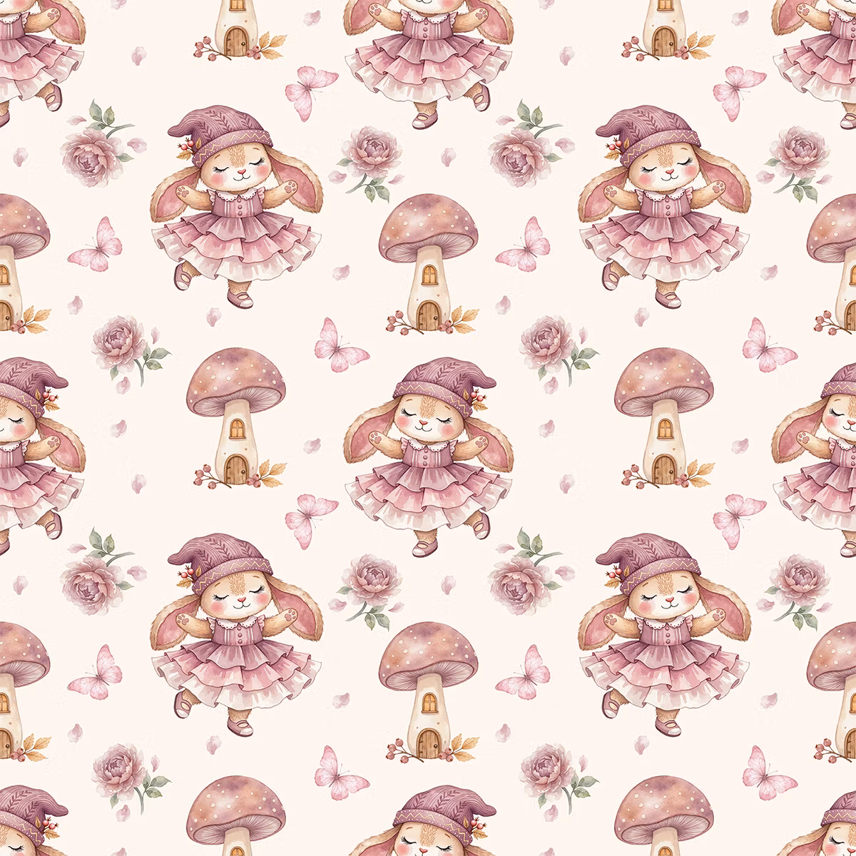 Dansende kanin mauve jersey