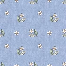 Blomster hvit denim French terry