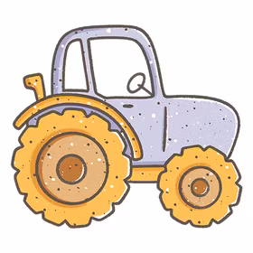 Traktor lilla med solsikke beige