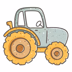 Traktor blå med blader beige
