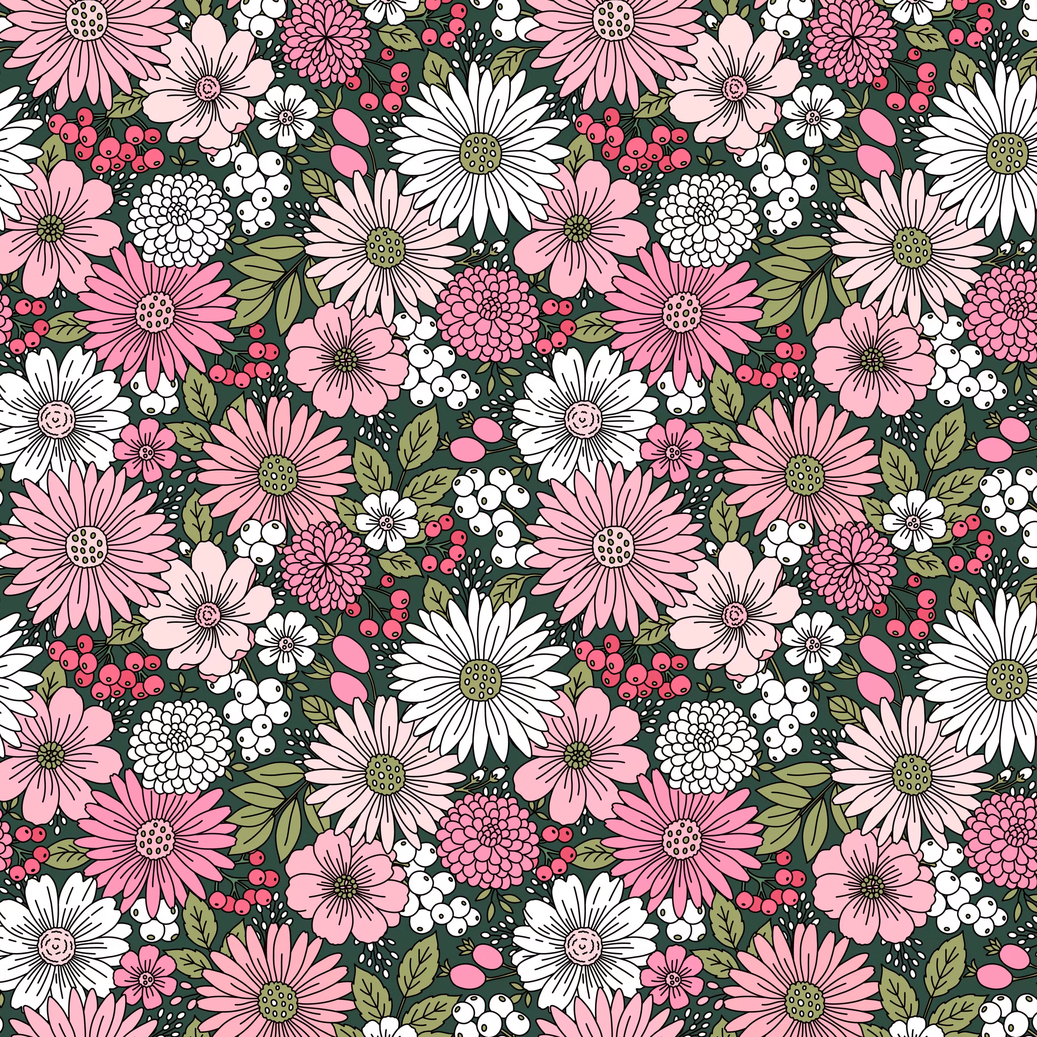 Floral Retro rosa jersey