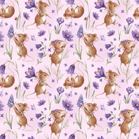 Mus i blomstereng lilla jersey