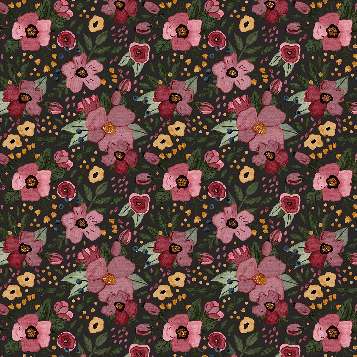 Floral Dark mauve jersey