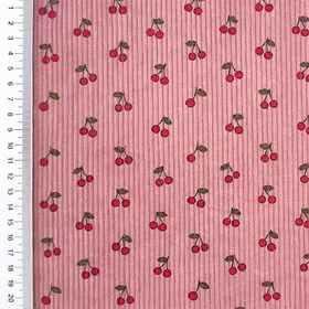 Cherries old pink kordfløyel