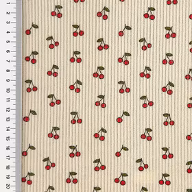 Cherries light sand kordfløyel