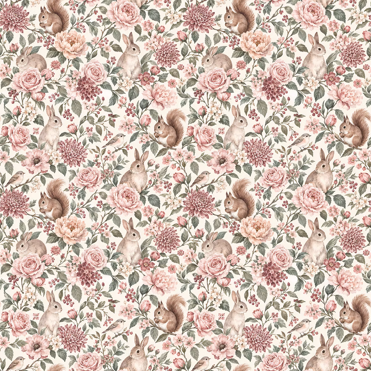 Woodland animals and roses jersey