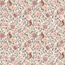 Woodland animals and roses jersey