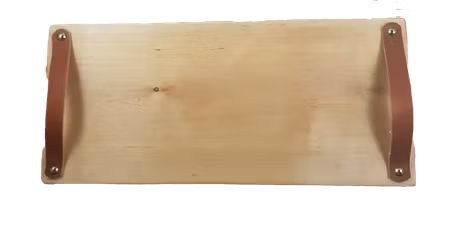 Björkskärbräda med läderhandtag 45x19 cm