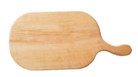 Unik homogen svängd björkskärbräda med handtag 54x26 cm