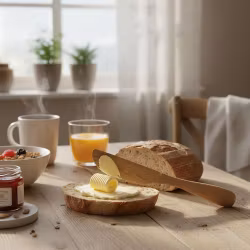 Rejäl och klassisk handgjord smörkniv av ek inklusive frakt