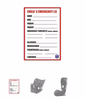 Barnets I.D i nödsituation engelska dekal 2 pack ( en för varje sida)