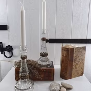 Ljusstakar höga i glas 2-pack
