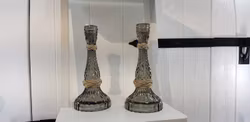 Ljusstakar i rökfärgat glas 2-pack