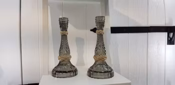 Ljusstakar i rökfärgat glas 2-pack