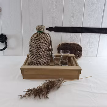 "Tilläggarset" set med glas, flaska och bricka