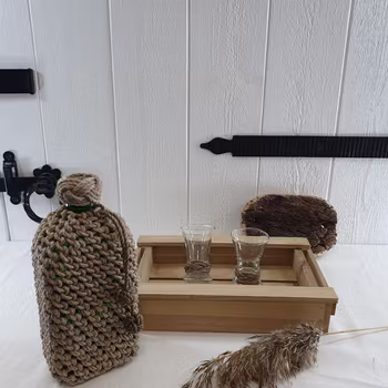 "Tilläggarset" set med glas, flaska och bricka