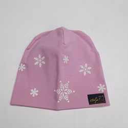 Reflexmössa rosa med vita snöflingor storlek 52