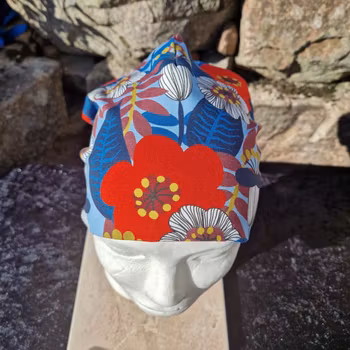 Mössa retro flowers blue